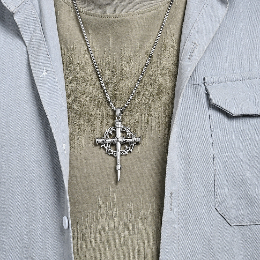 Crown of Thorns Cross Necklace
