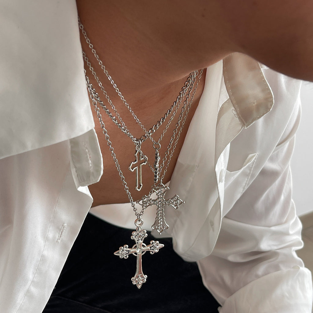 4-Piece Cross Pendant Necklace Set