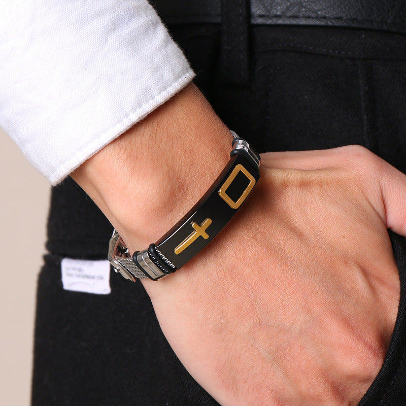Sliver Cross bangle