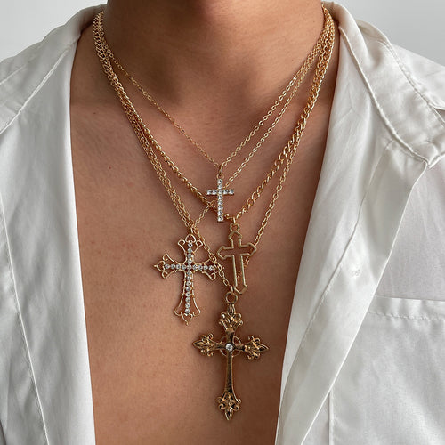 4-Piece Cross Pendant Necklace Set