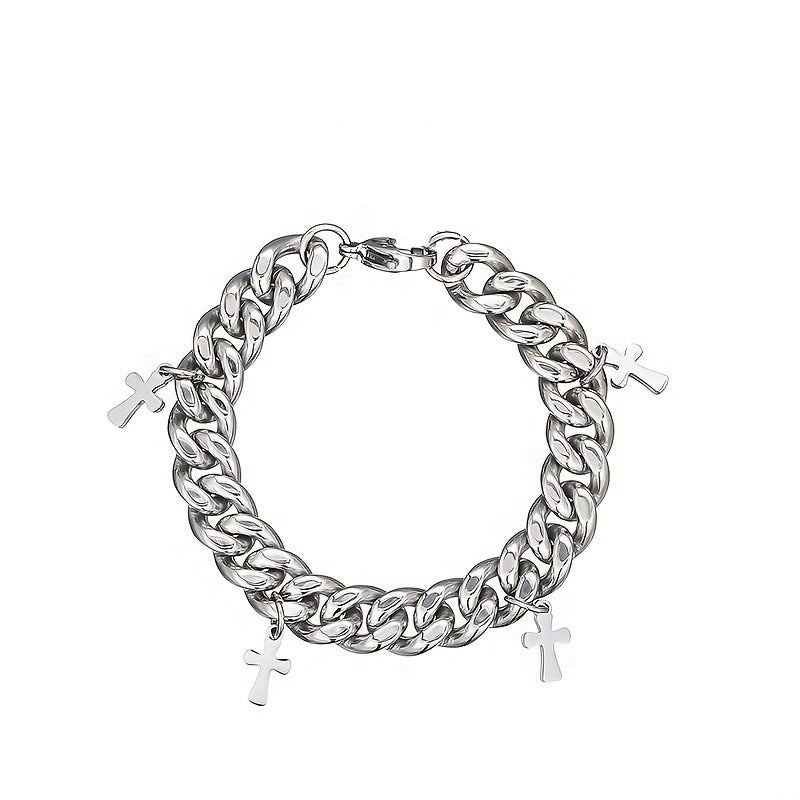 Cold style Titanium Steel Cross Bracelet
