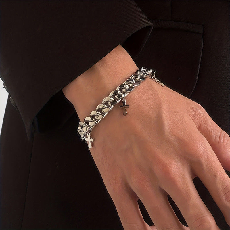 Cold style Titanium Steel Cross Bracelet
