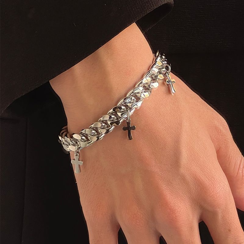 Cold style Titanium Steel Cross Bracelet