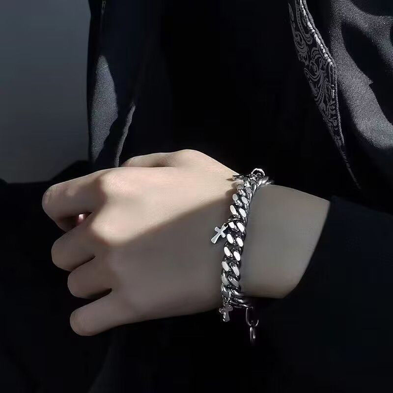 Cold style Titanium Steel Cross Bracelet