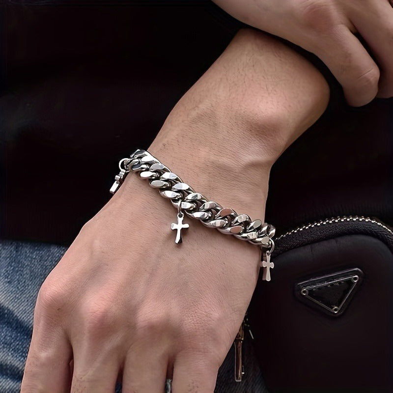 Cold style Titanium Steel Cross Bracelet