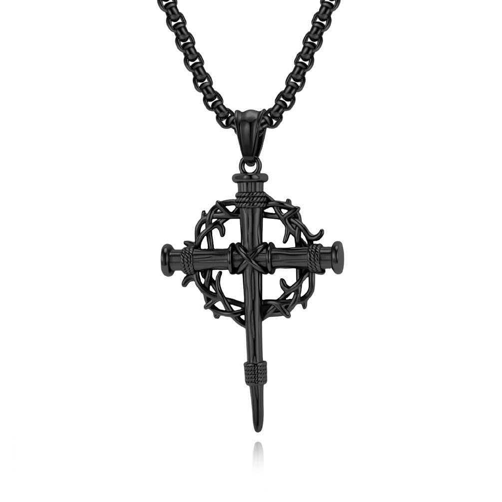 Crown of Thorns Cross Necklace