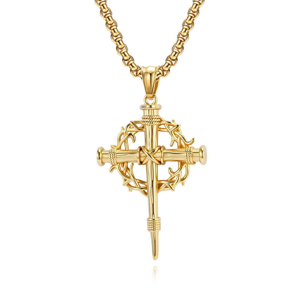 Crown of Thorns Cross Necklace