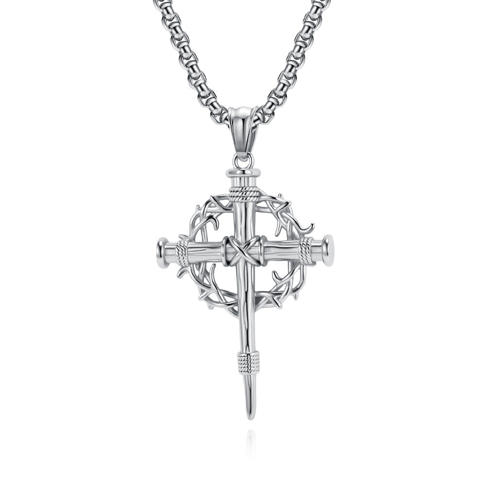 Crown of Thorns Cross Necklace