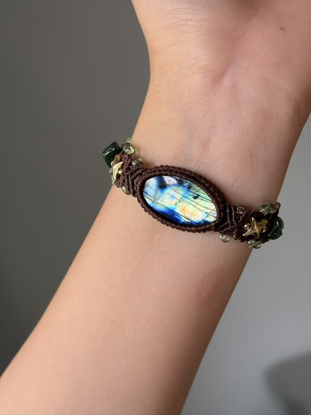 Hand-Knitted Labradorite Bracelet