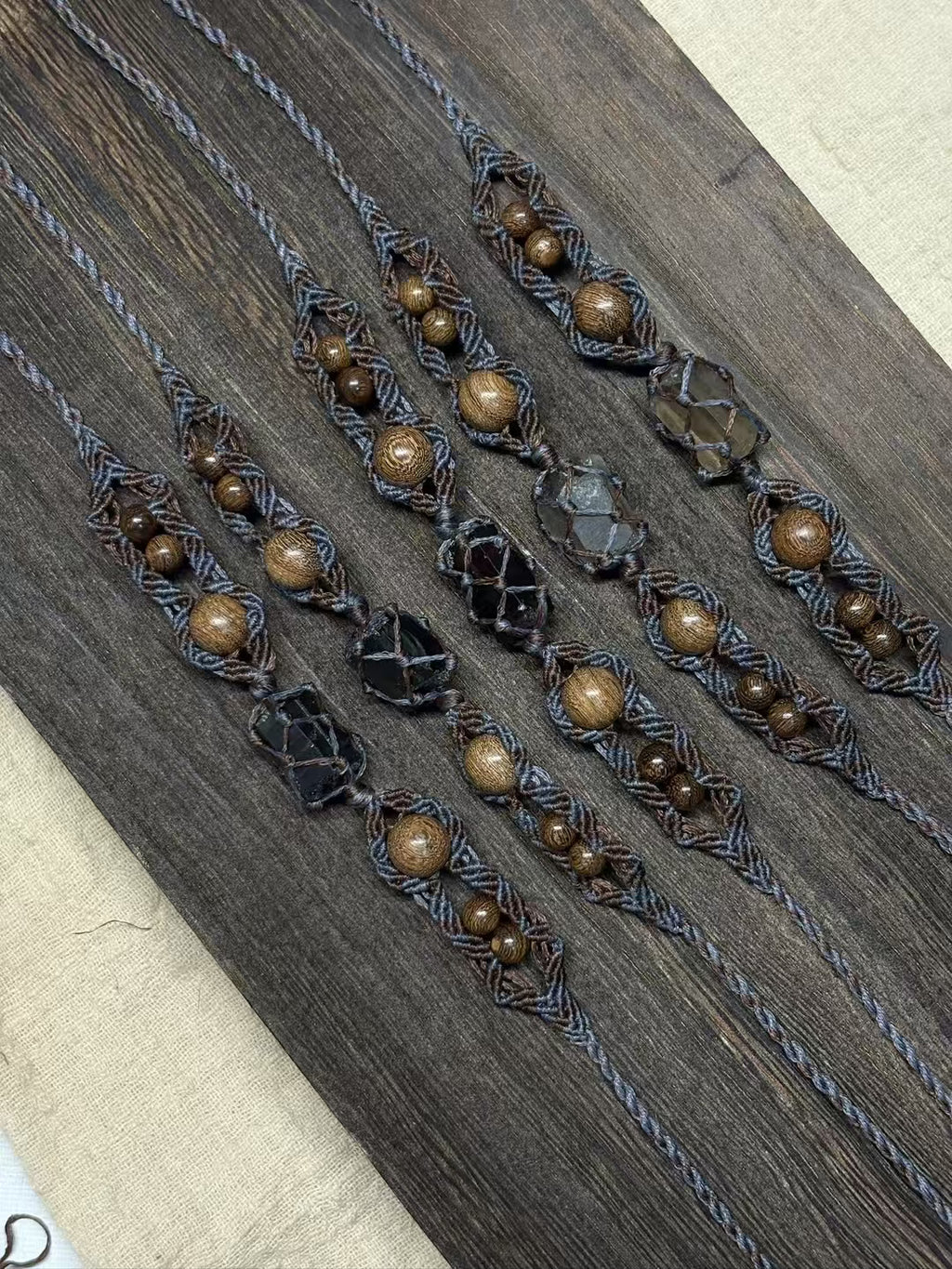 Hand-Knitted Smoky Quartz Bracelet