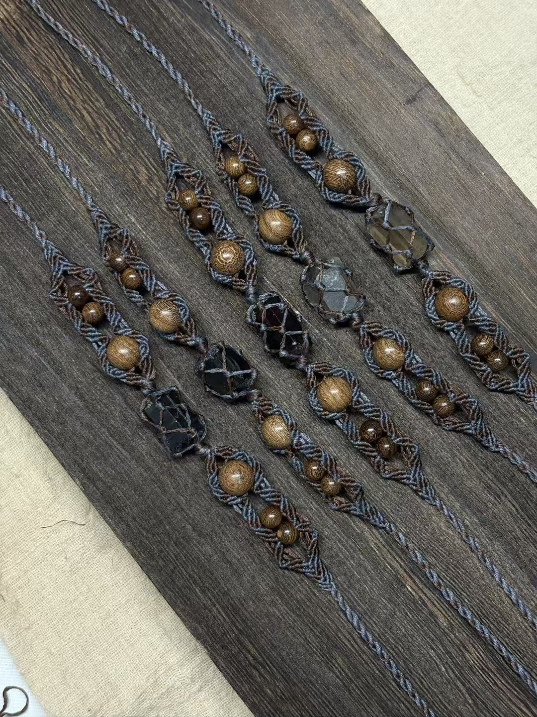 Hand-Knitted Smoky Quartz Bracelet