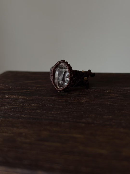 Hand-Knitted Smoky Quartz Ring
