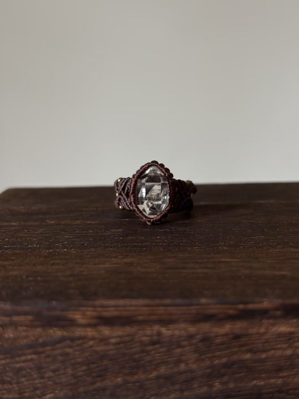 Hand-Knitted Smoky Quartz Ring