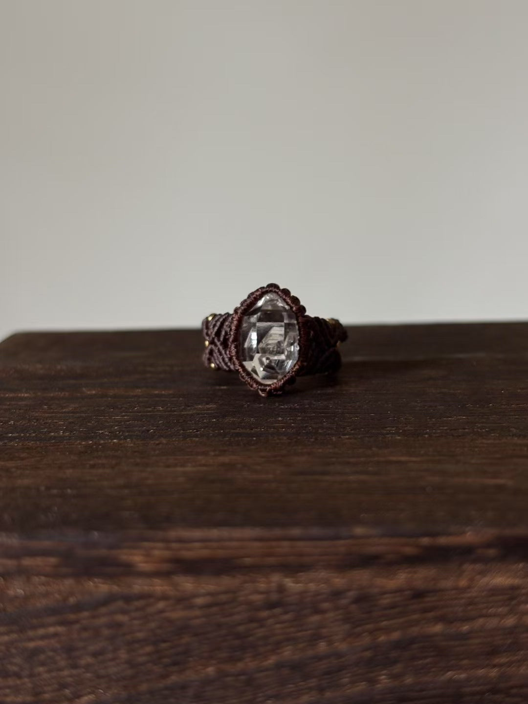 Hand-Knitted Smoky Quartz Ring