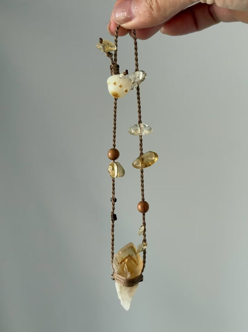 Hand-Knitted Citrine Pendant