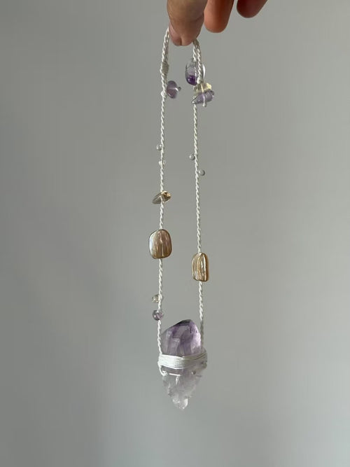 Hand-Knitted Citrine Pendant