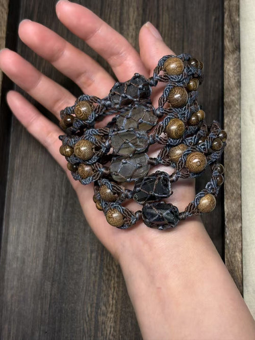 Hand-Knitted Smoky Quartz Bracelet